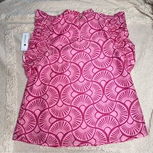 NWT JMarie Pink Ruffle Sleeve Blouse XS